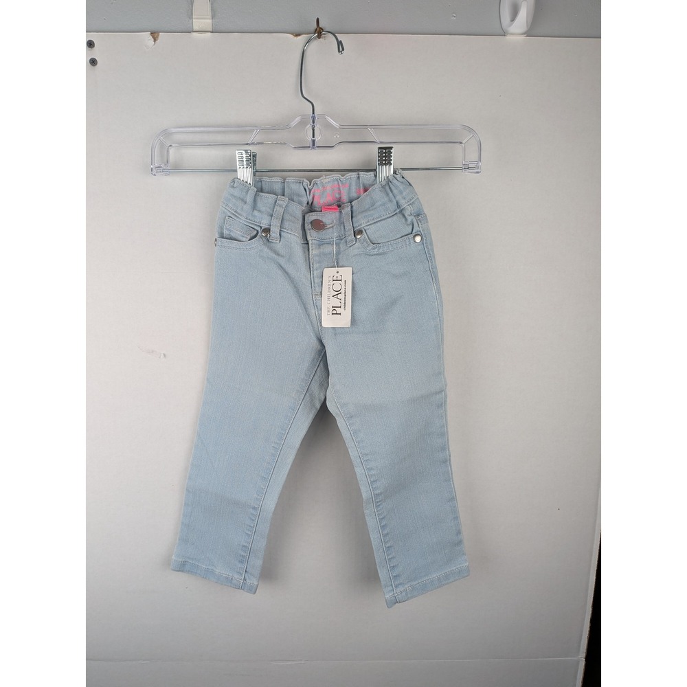 The Childrens Place Toddler Girls Light Wash Skinny Jeans Adjustable Waist 2T